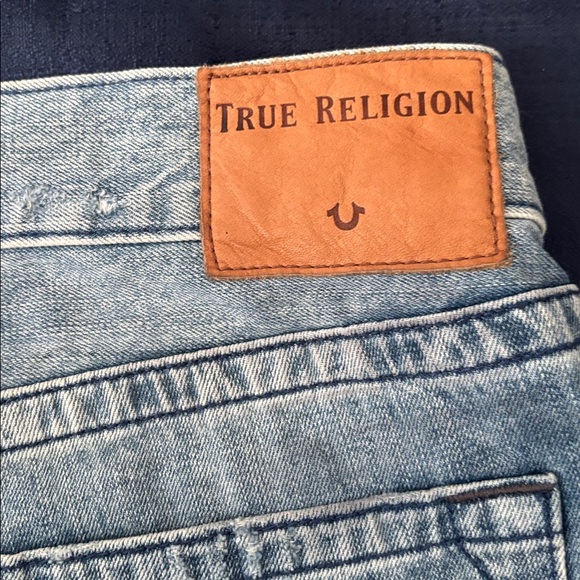 True Religion Faded Blue Denim Jeans distressed look - Picture 9 of 13